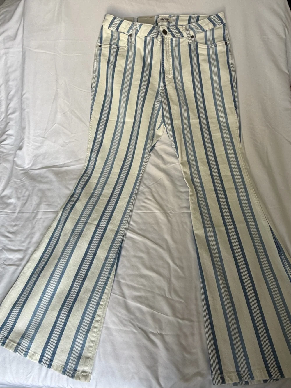 Wrangler Retro Women’s High Rise Flare Jeans Blue/White Striped 5-Pkt NWT